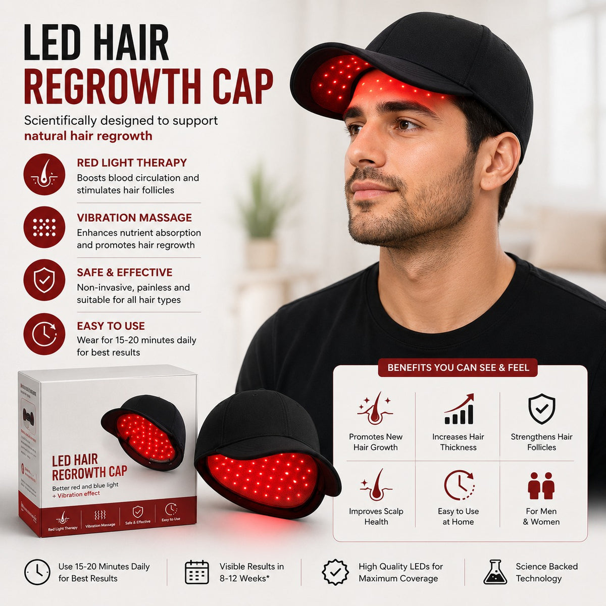 Lawrant - Red Light Hair Growth Cap  -Give Your Hair & Scalp Some Extra Care!