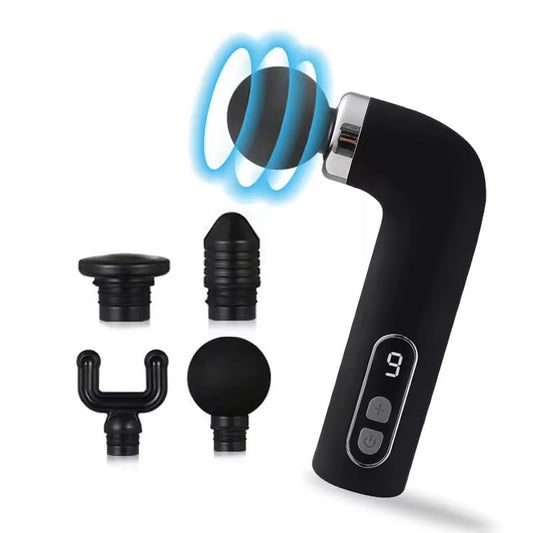 LAWRANT - Portable Deep Tissue Percussion Massage Gun with 4 Interchangeable Heads Adjustable Intensity