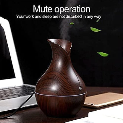 LAWRANT - Ultrasonic Wood Grain Aroma Diffuser with Cool Mist, Essential Oil Aromatherapy & LED Ambient Light