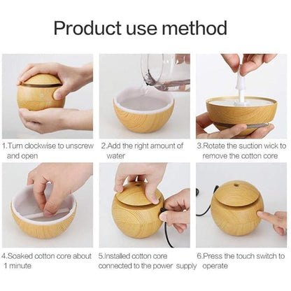 LAWRANT - Portable Mini Wood Finish Round Shape Humidifier For Home Office