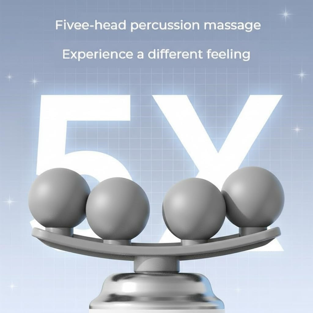 LAWRANT - 9 IN 1 Gun Massager for Pain Relief 5 Speed Settings Rechargeable, 9 Massage Heads, 3 Modes for Full Body