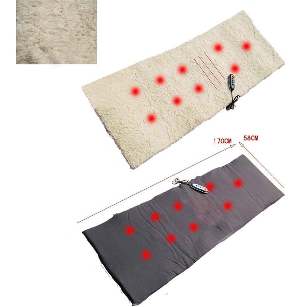 LAWRANT - Electric Full-Body Heating Massager Mat with Fleece Lining & Handheld Remote Controller