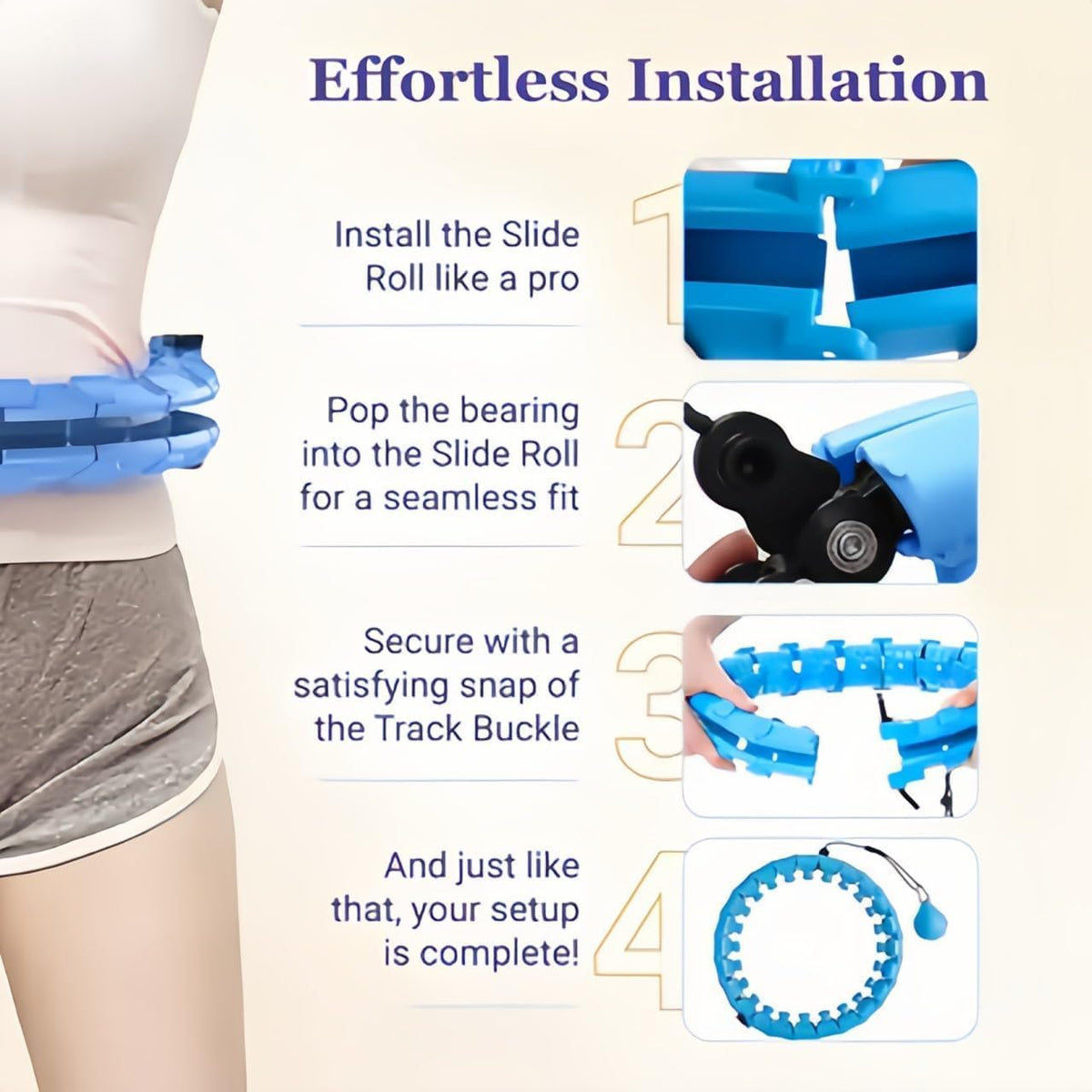 LAWRANT - Smart Hula Hoop Weighted Fitness Hoop for Adults Infinity Waist Exercise Hoop for Weight Loss & Body Workout