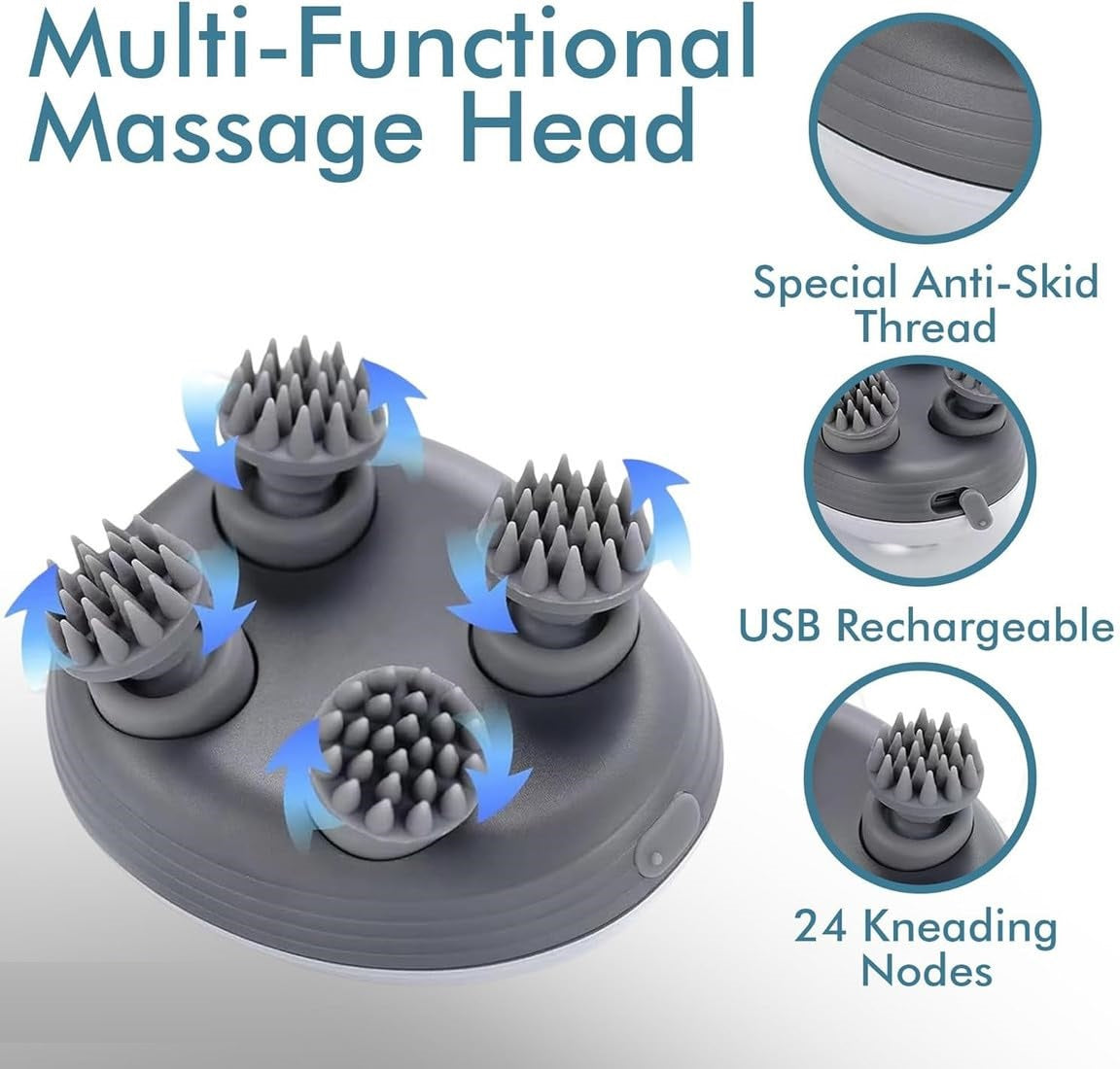 LAWRANT - Electric Rechargeable Scalp & Head Massage Massager for Stress Relief and Deep Kneading