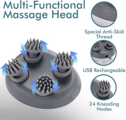 LAWRANT - Electric Rechargeable Scalp & Head Massage Massager for Stress Relief and Deep Kneading