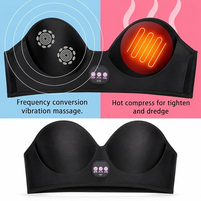 LAWRANT - Electric Bust & Chest Massager with Heat, Vibration, 3 Massage Modes, 9 Intensity Levels & USB Rechargeable Design
