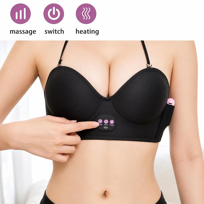 LAWRANT - Electric Bust & Chest Massager with Heat, Vibration, 3 Massage Modes, 9 Intensity Levels & USB Rechargeable Design