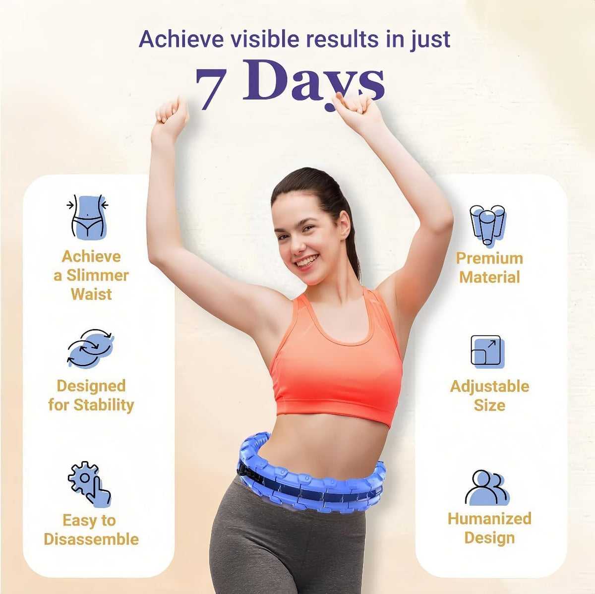 LAWRANT - Smart Hula Hoop Weighted Fitness Hoop for Adults Infinity Waist Exercise Hoop for Weight Loss & Body Workout