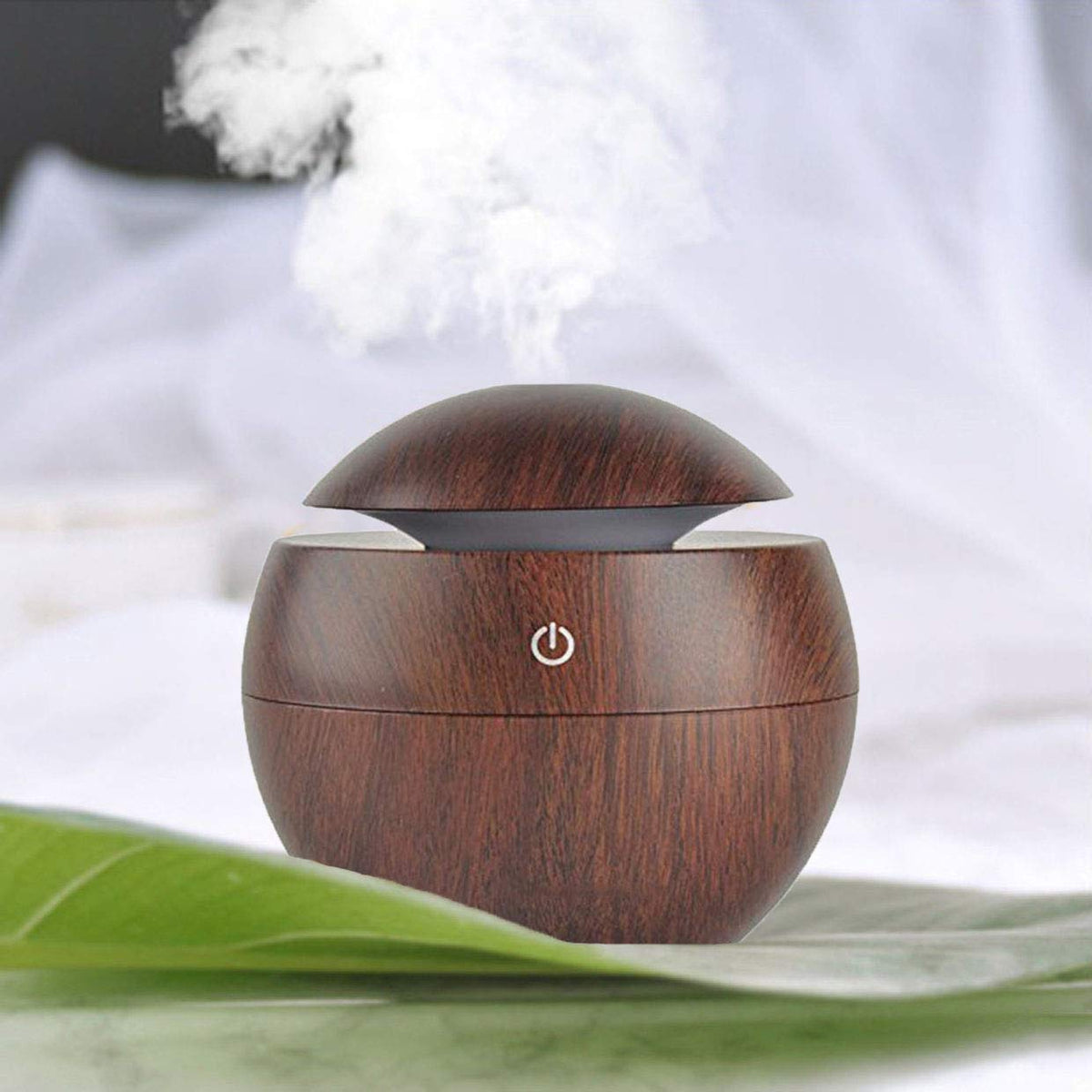 LAWRANT - Portable Mini Wood Finish Round Shape Humidifier For Home Office