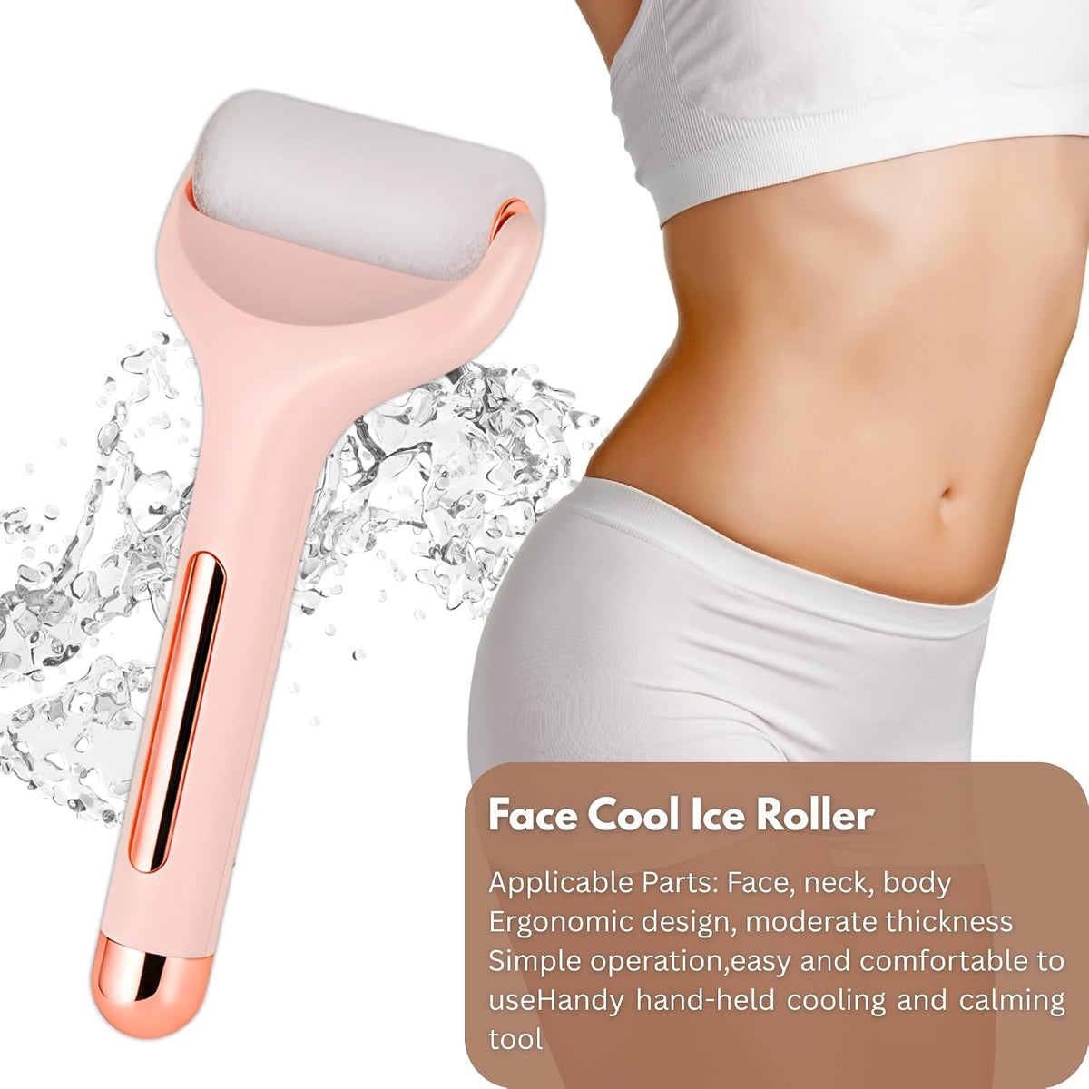 LAWRANT - Ice Roller Face Massager Facial Skin Care Tool with Cooling Gel for Face and Eyes