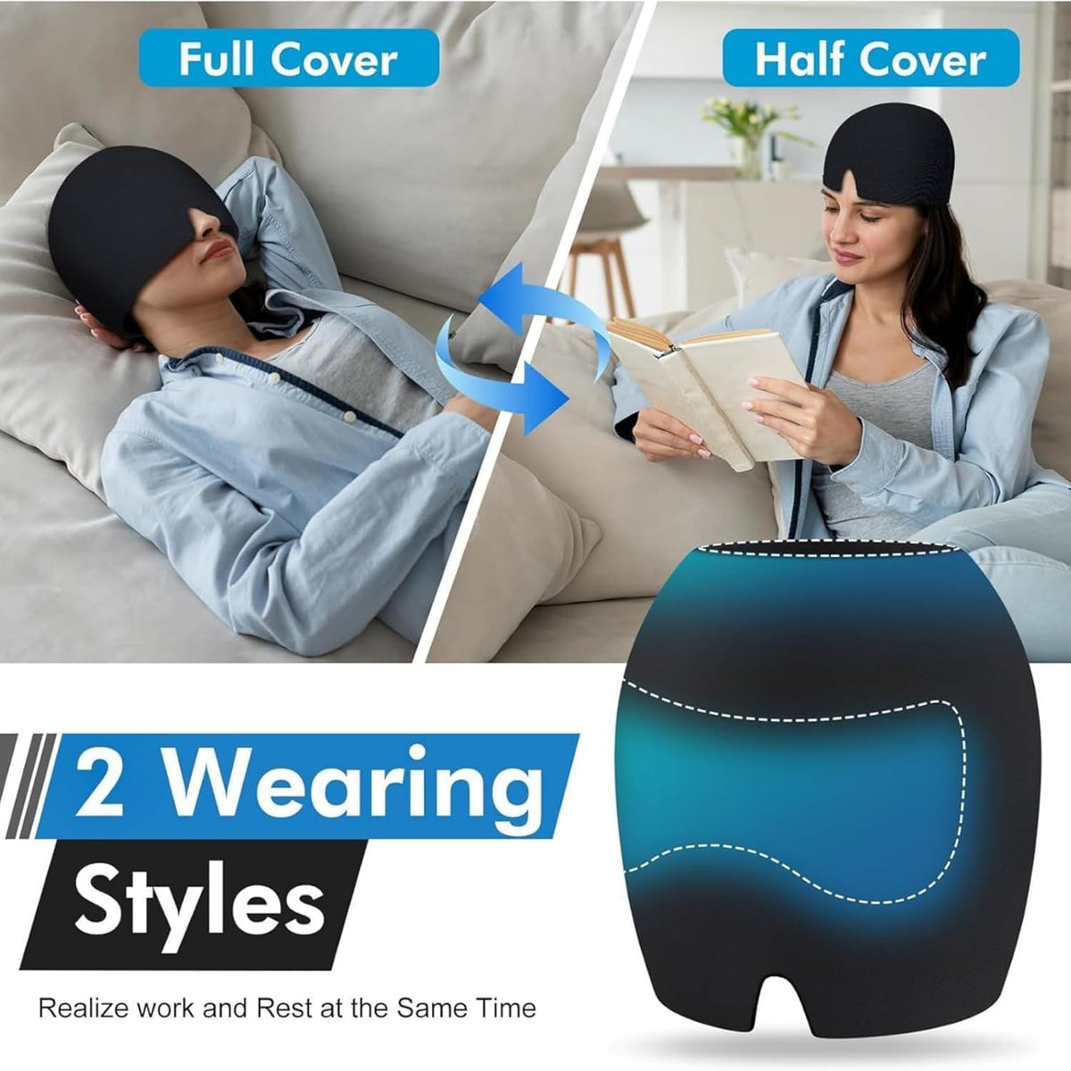 LAWRANT - 2-in-1 Full-Cover & Half-Cover Sleep, Relaxation & Light-Blocking Eye Mask