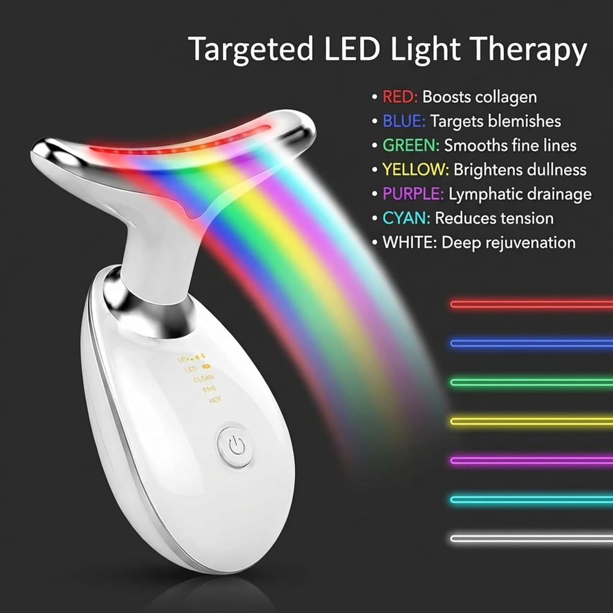 LAWRANT - 7-Color LED Light Therapy Facial Massager