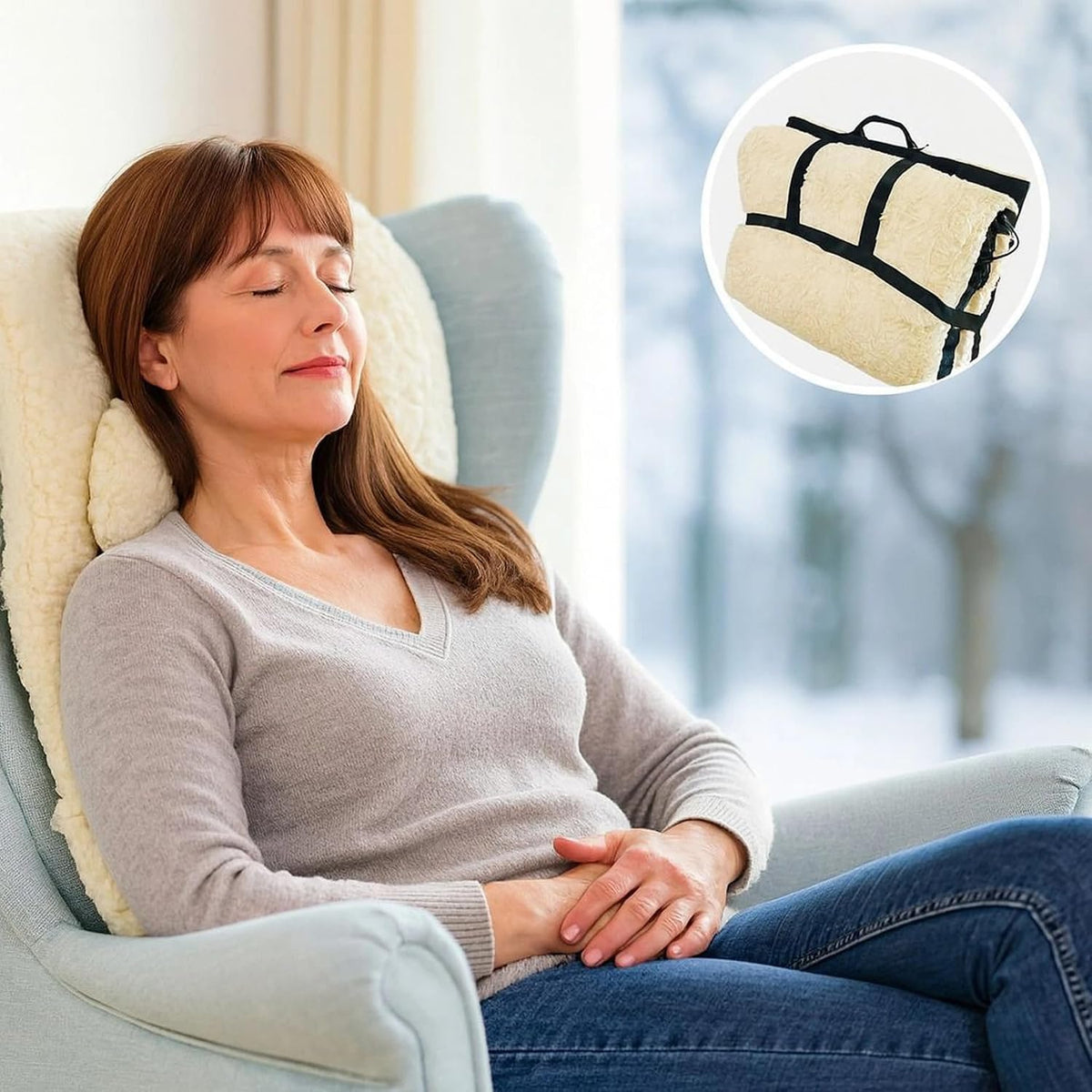 LAWRANT - Electric Full-Body Heating Massager Mat with Fleece Lining & Handheld Remote Controller