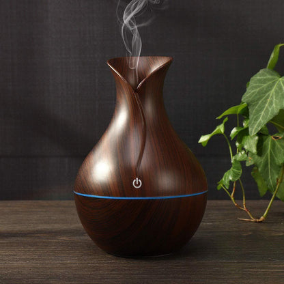 LAWRANT - Ultrasonic Wood Grain Aroma Diffuser with Cool Mist, Essential Oil Aromatherapy & LED Ambient Light