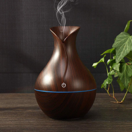 LAWRANT - Ultrasonic Wood Grain Aroma Diffuser with Cool Mist, Essential Oil Aromatherapy & LED Ambient Light