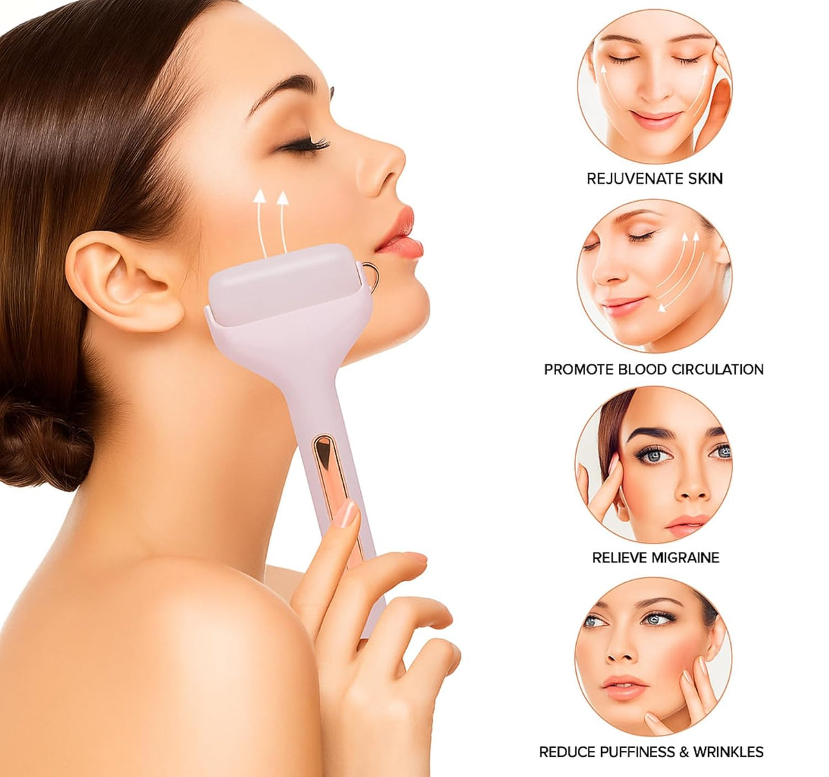 LAWRANT - Ice Roller Face Massager Facial Skin Care Tool with Cooling Gel for Face and Eyes