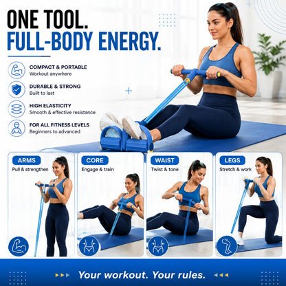 LAWRANT - Pull Reducer Training Bands 4 Tubes Body Trimmer Pedal Exerciser Yoga CrossFit Exercise