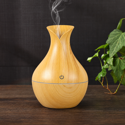 LAWRANT - Ultrasonic Wood Grain Aroma Diffuser with Cool Mist, Essential Oil Aromatherapy & LED Ambient Light