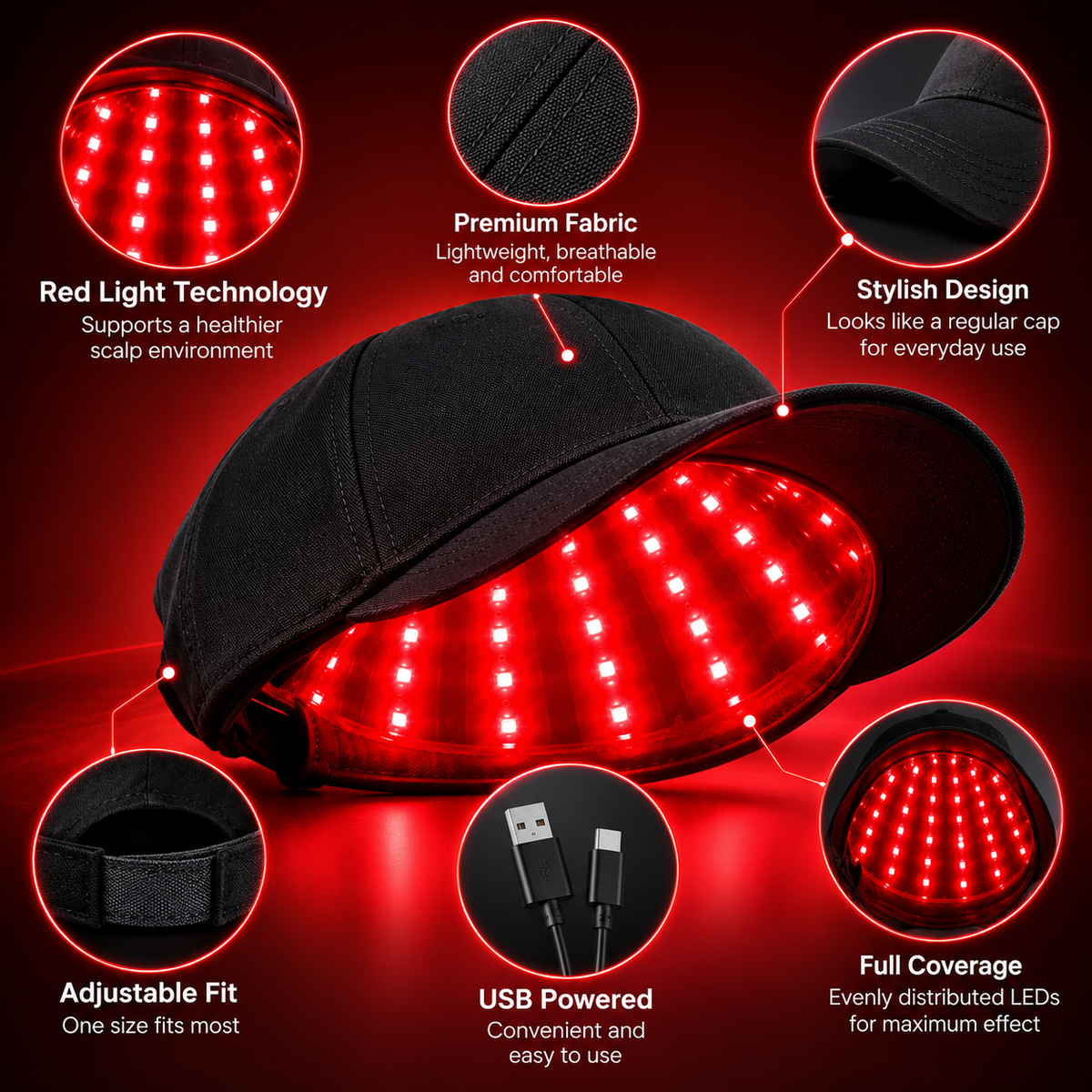 Lawrant Red Light Therapy Hair Growth Cap – LED Scalp Care & Hair Growth Support