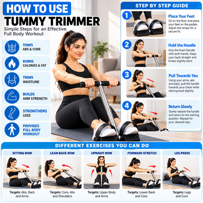 Single Spring Tummy Trimmer – Step-by-Step Guide for Abs, Arms, Legs, Waist & Full-Body Training