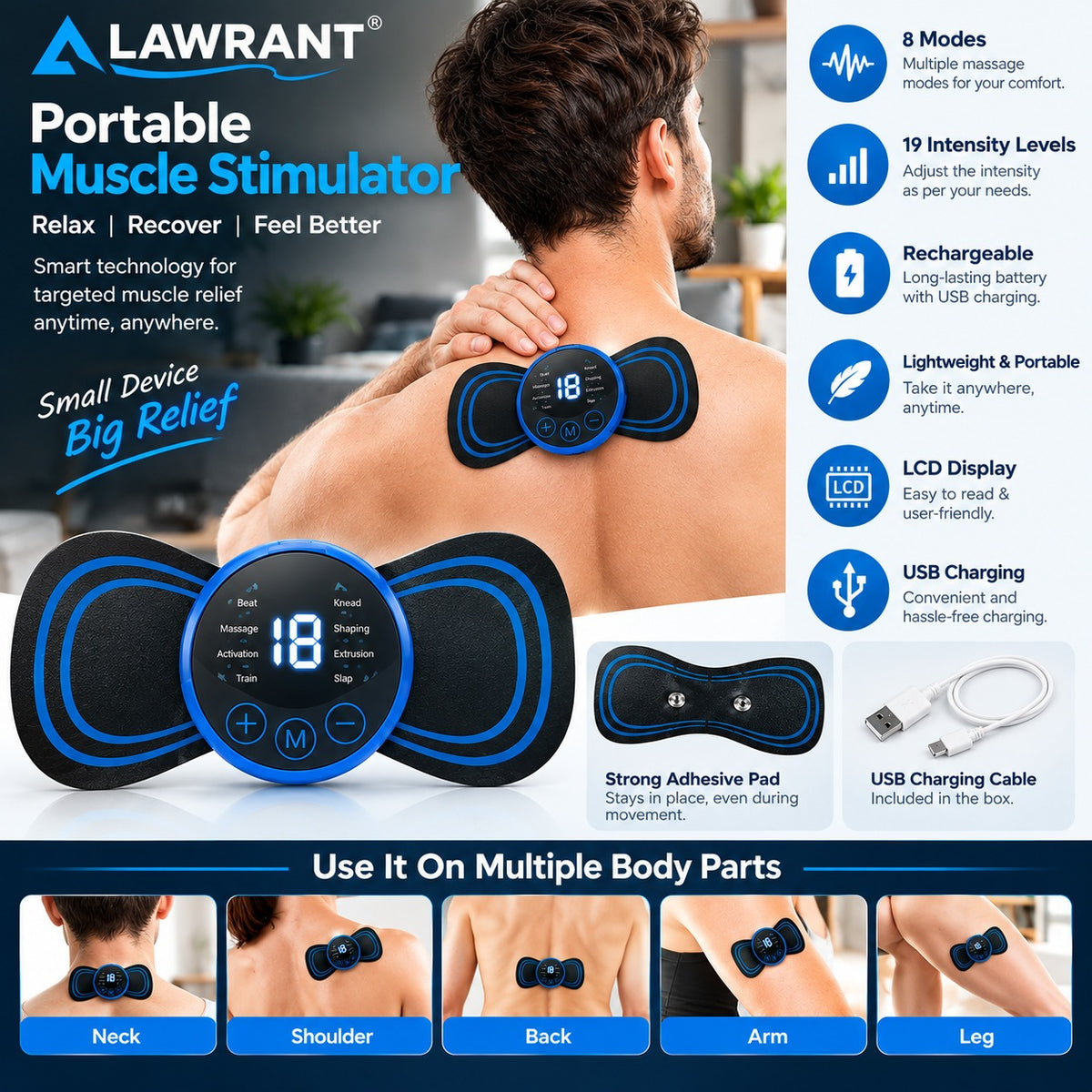 LAWRANT - Advanced Neck & Shoulder Massager for Relaxation and Daily Muscle Relief!