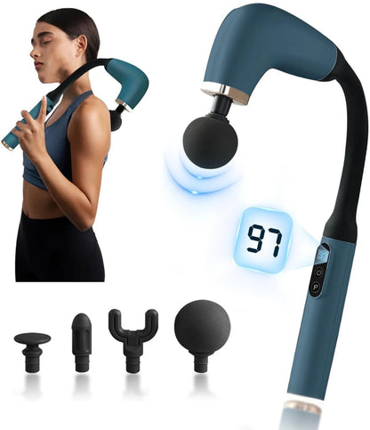 LAWRANT - U Shape Massage Gun with Extension Handle Percussion Massage Gun for Pain Relief