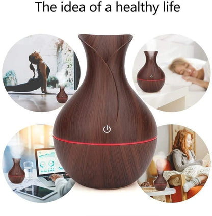 LAWRANT - Ultrasonic Wood Grain Aroma Diffuser with Cool Mist, Essential Oil Aromatherapy & LED Ambient Light